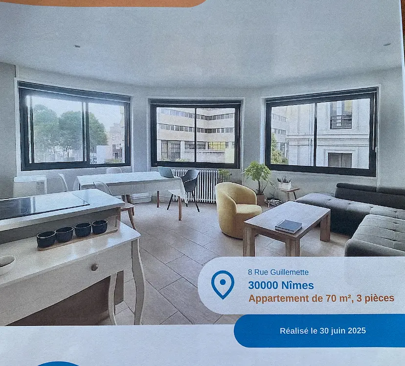 Appartement T3 lumineux face préfecture Nimes